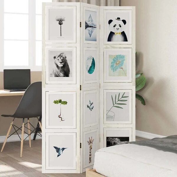 Paravan - Sobna pregrada s 3 panela bijela od masivnog drva paulovnije - 40 x 180 cm 1 3 40 x 180 cm