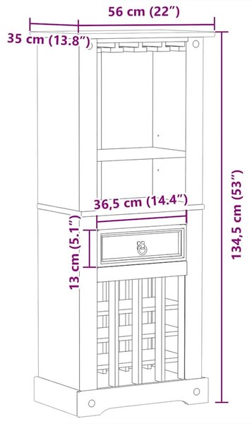 Stalak za vino Corona 56x35x134 5 cm od masivne borovine