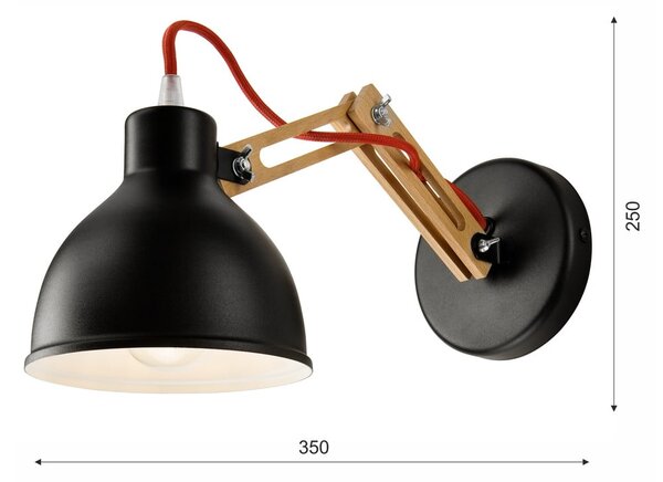 Crna/smeđa zidna lampa ø 15 cm Marcello – LAMKUR