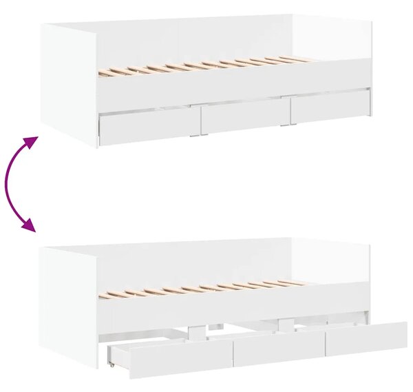 Dnevni krevet s ladicama bez madraca bijeli 90x200 cm - Bijela 90 x 200 cm Bijela 90 x 200 cm