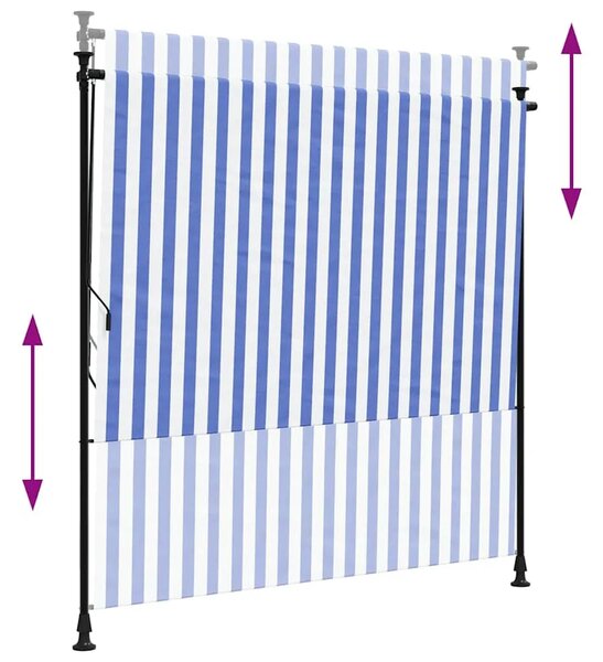 Vanjska roleta plavo-bijela 150 x 270 cm od tkanine i čelika - Plava i bijela 150 x 270 cm 1 Podesiva visina (225 – 275 cm)