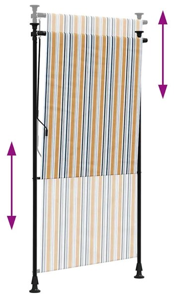 Vanjska roleta žuto-bijela 120 x 270 cm od tkanine i čelika - Žuta i bijela 120 x 270 cm 1 Podesiva visina (225 – 275 cm)