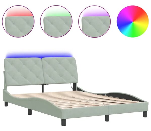 Okvir kreveta s LED-om bez madraca svjetlosivi 120x200 cm baršunasti - Svjetlosiva 120 x 200 cm Svjetlosiva 120 x 200 cm