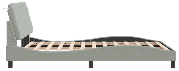Okvir kreveta s LED-om bez madraca svjetlosivi 120x200 cm baršunasti - Svjetlosiva 120 x 200 cm Svjetlosiva 120 x 200 cm