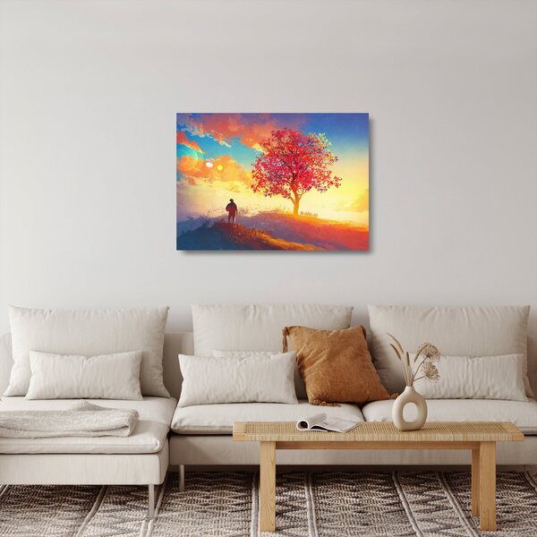 Staklena slika - Drvo na brdu (70x50 cm)