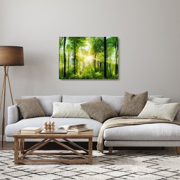 Staklena slika - Zora u šumi (70x50 cm)