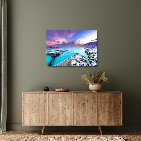 Staklena slika - Plava laguna na Islandu (70x50 cm)