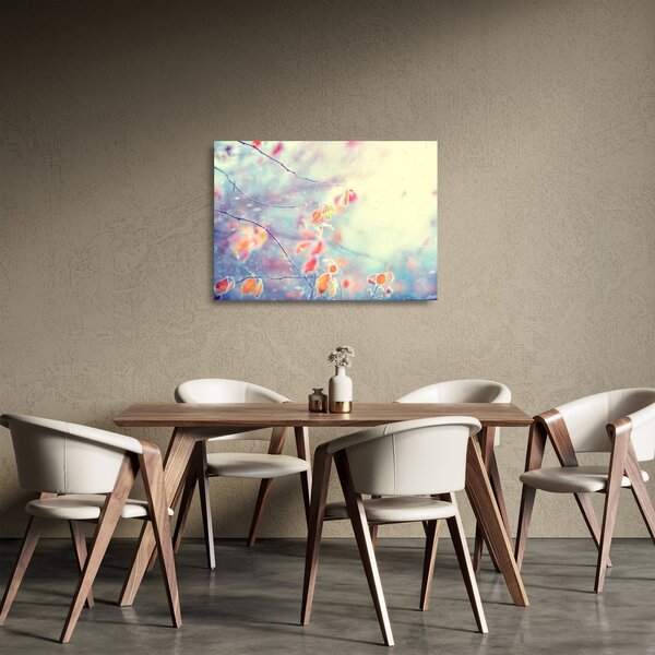 Staklena slika - Listići u ledu (70x50 cm)