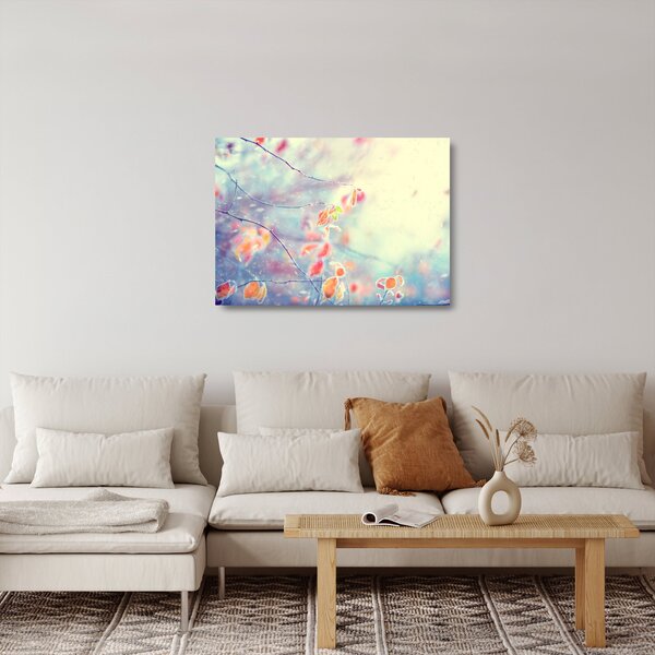 Staklena slika - Listići u ledu (70x50 cm)