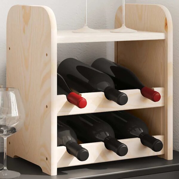Stalak za vino s gornjom pločom 33x25x37 cm od masivne borovine - 1 1 6 6