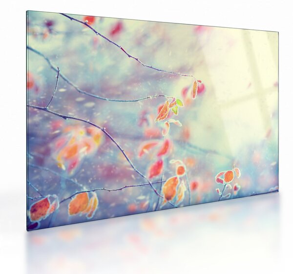 Staklena slika - Listići u ledu (70x50 cm)