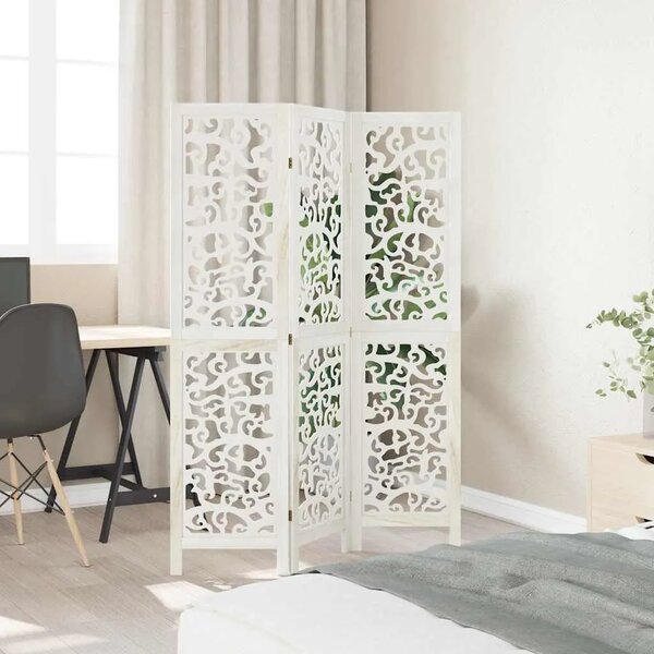 Paravan - Sobna pregrada s 3 panela bijela od masivnog drva paulovnije - 40 x 160 cm 1 3 40 x 160 cm