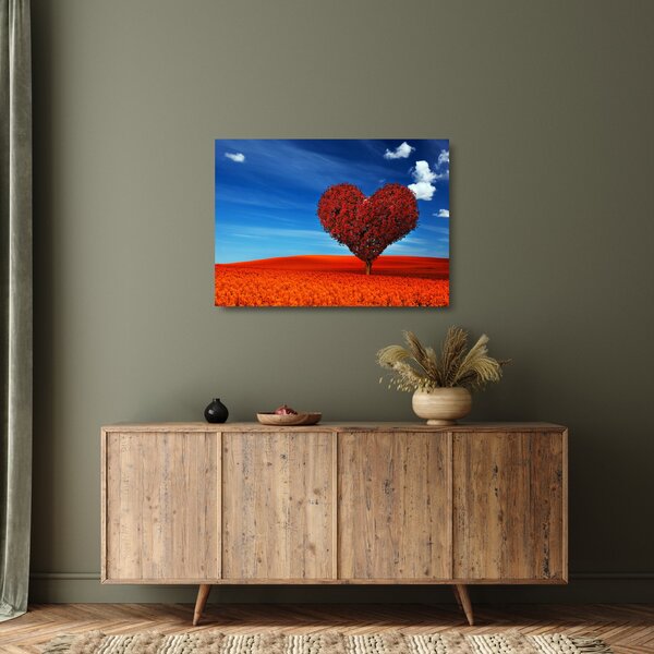 Staklena slika - Stablo u obliku srca (70x50 cm)