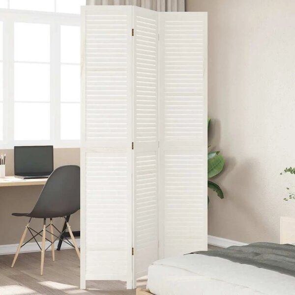 Paravan - Sobna pregrada s 3 panela bijela od masivnog drva paulovnije - 40 x 220 cm 1 3 40 x 220 cm