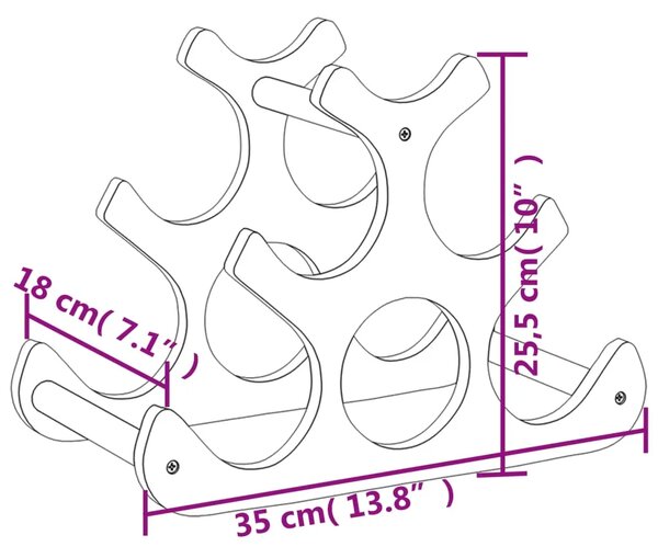 Stalak za vino za 6 boca 35 x 18 x 25 5 cm od bambusa
