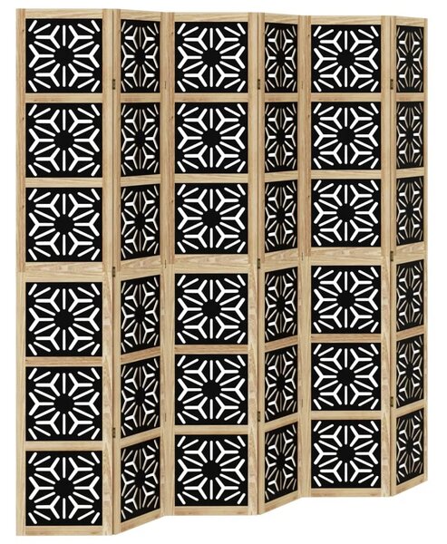 Paravan - Sobna pregrada s 6 panela smeđe i crno masivnog drva paulovnije - 40 x 220 cm 1 6 40 x 220 cm