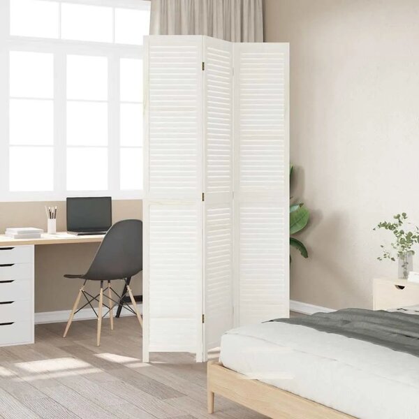 Paravan - Sobna pregrada s 3 panela bijela od masivnog drva paulovnije - 40 x 220 cm 1 3 40 x 220 cm