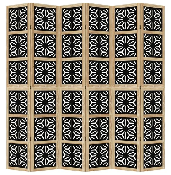 Paravan - Sobna pregrada s 6 panela smeđe i crno masivnog drva paulovnije - 40 x 220 cm 1 6 40 x 220 cm