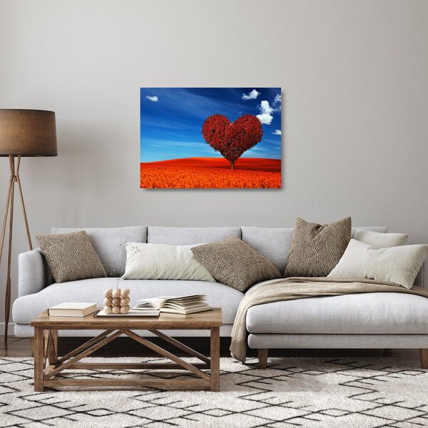 Staklena slika - Stablo u obliku srca (70x50 cm)