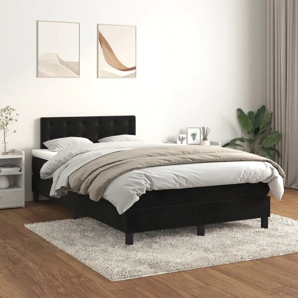 Krevet box spring s madracem crni 120 x 190 cm baršunasti - Crna 120 x 190 cm gumbi Crna