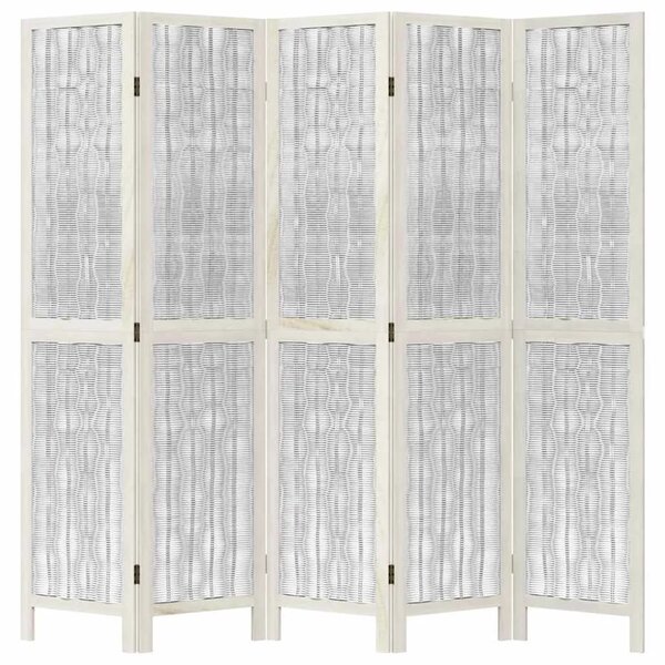 Paravan - Sobna pregrada s 5 panela bijela od masivnog drva paulovnije - 40 x 180 cm 1 5 40 x 180 cm