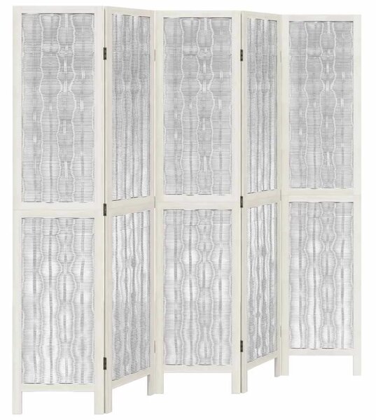 Paravan - Sobna pregrada s 5 panela bijela od masivnog drva paulovnije - 40 x 180 cm 1 5 40 x 180 cm