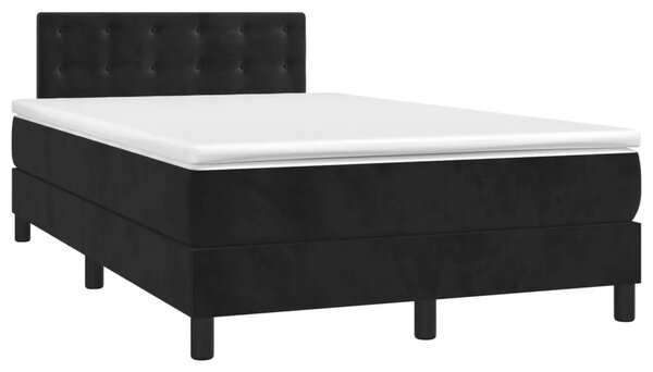 Krevet box spring s madracem crni 120 x 190 cm baršunasti - Crna 120 x 190 cm gumbi Crna