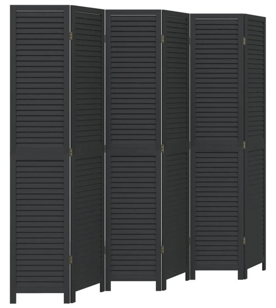 Paravan - Sobna pregrada s 6 panela crno od masivnog drva paulovnije - 40 x 200 cm 1 6 40 x 200 cm