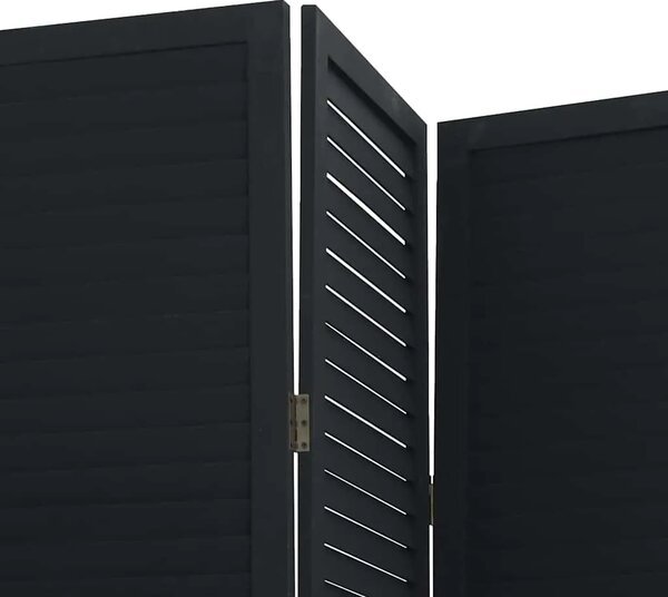 Paravan - Sobna pregrada s 4 panela crno od masivnog drva paulovnije - 40 x 180 cm 1 4 40 x 180 cm