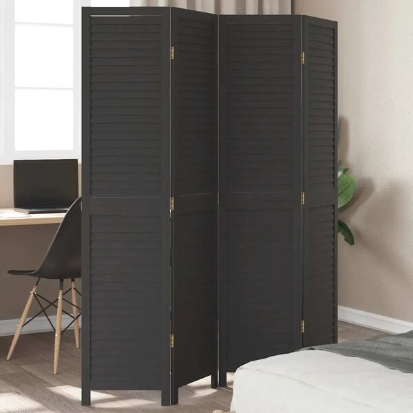 Paravan - Sobna pregrada s 4 panela crno od masivnog drva paulovnije - 40 x 180 cm 1 4 40 x 180 cm