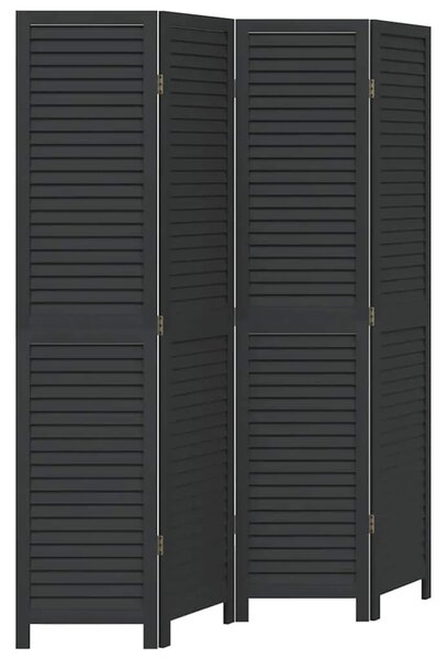 Paravan - Sobna pregrada s 4 panela crno od masivnog drva paulovnije - 40 x 180 cm 1 4 40 x 180 cm