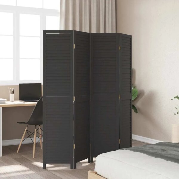 Paravan - Sobna pregrada s 4 panela crno od masivnog drva paulovnije - 40 x 180 cm 1 4 40 x 180 cm