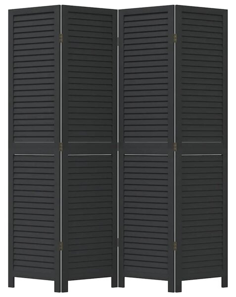 Paravan - Sobna pregrada s 4 panela crno od masivnog drva paulovnije - 40 x 180 cm 1 4 40 x 180 cm