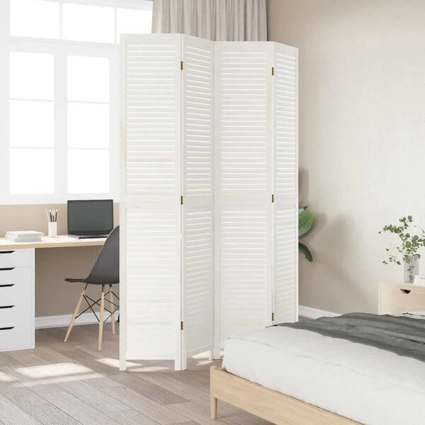 Paravan - Sobna pregrada s 4 panela bijela od masivnog drva paulovnije - 40 x 220 cm 1 4 40 x 220 cm