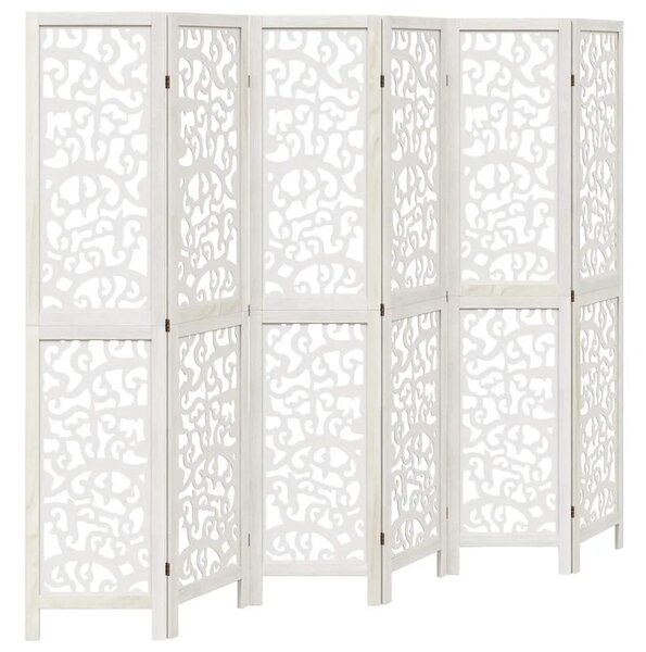 Paravan - Sobna pregrada s 6 panela bijela od masivnog drva paulovnije - 40 x 180 cm 1 6 40 x 180 cm