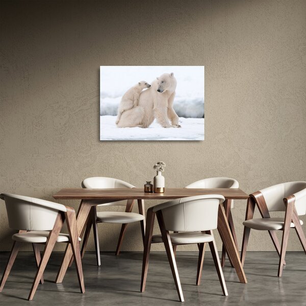Staklena slika - Polarni medvjedi (70x50 cm)