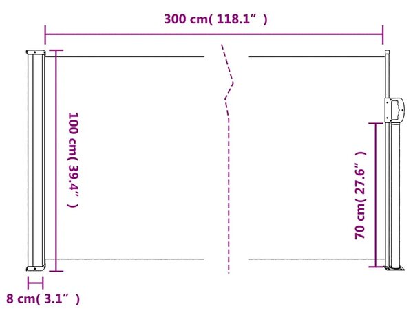 Bočna tenda na uvlačenje krem 100 x 300 cm - Krema 100 x 300 cm 1 Krema