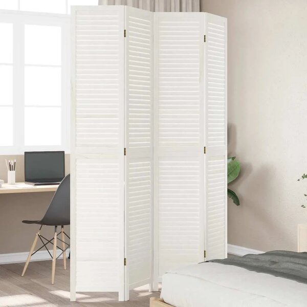 Paravan - Sobna pregrada s 4 panela bijela od masivnog drva paulovnije - 40 x 220 cm 1 4 40 x 220 cm