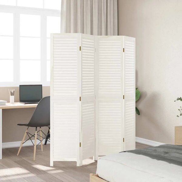 Paravan - Sobna pregrada s 4 panela bijela od masivnog drva paulovnije - 40 x 180 cm 1 4 40 x 180 cm