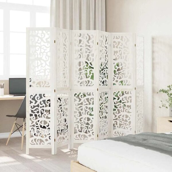 Paravan - Sobna pregrada s 6 panela bijela od masivnog drva paulovnije - 40 x 180 cm 1 6 40 x 180 cm