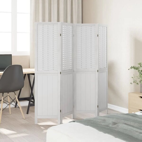 Paravan - Sobna pregrada s 4 panela bijela od masivnog drva paulovnije - 40 x 160 cm 1 4 40 x 160 cm