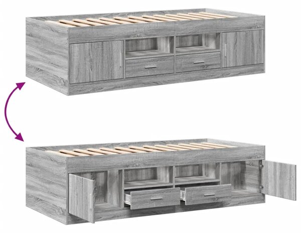 Dnevni krevet s ladicama bez madraca siva boja hrasta 100x200cm - Sivi hrast sonoma 100 x 200 cm Sivi hrast sonoma 100 x 200 cm