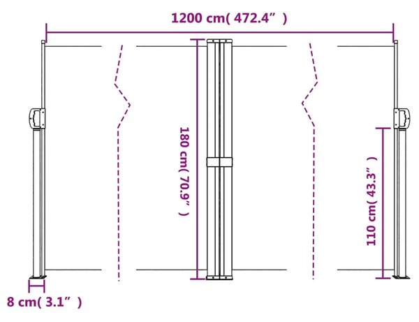 Bočna tenda na uvlačenje krem 180 x 1200 cm - Krema 180 x 1200 cm 1 Krema