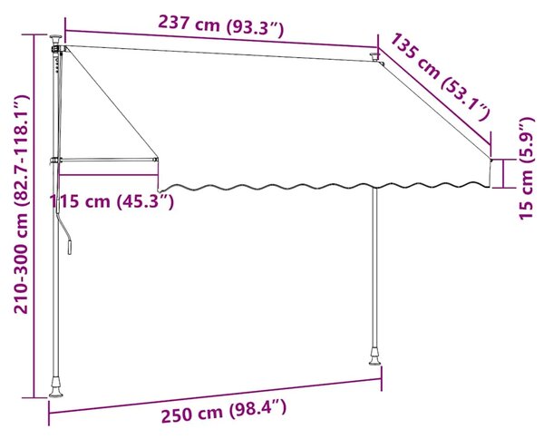 Tenda na uvlačenje antracit 250 x 150 cm od tkanine i čelika - Antracit 1 Antracitni okvir 250 cm