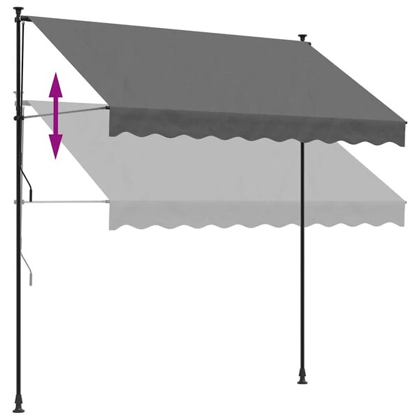 Tenda na uvlačenje antracit 250 x 150 cm od tkanine i čelika - Antracit 1 Antracitni okvir 250 cm