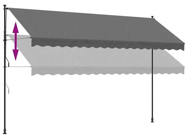 Tenda na uvlačenje antracit 400 x 150 cm od tkanine i čelika - Antracit 1 Antracitni okvir 400 cm
