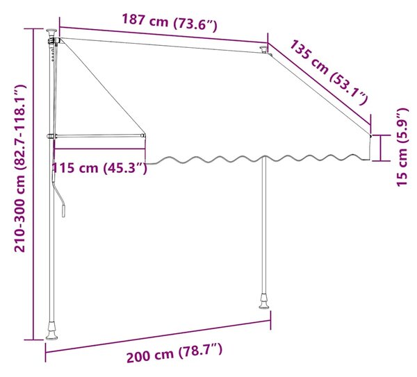 Tenda na uvlačenje antracit 200 x 150 cm od tkanine i čelika - Antracit 1 Antracitni okvir 200 cm