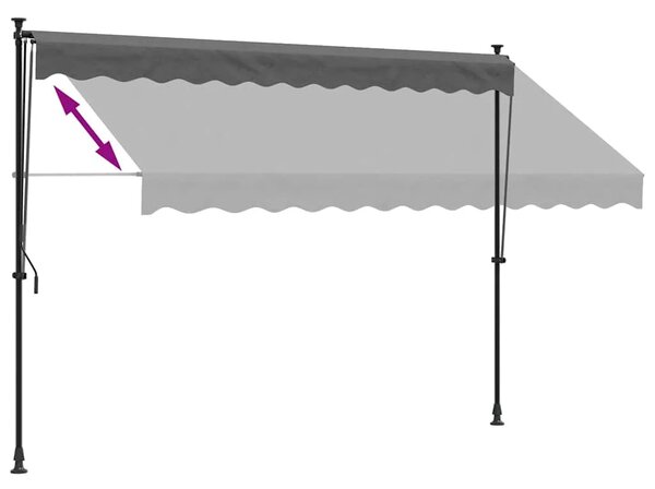 Tenda na uvlačenje antracit 300 x 150 cm od tkanine i čelika - Antracit 1 Antracitni okvir 300 cm