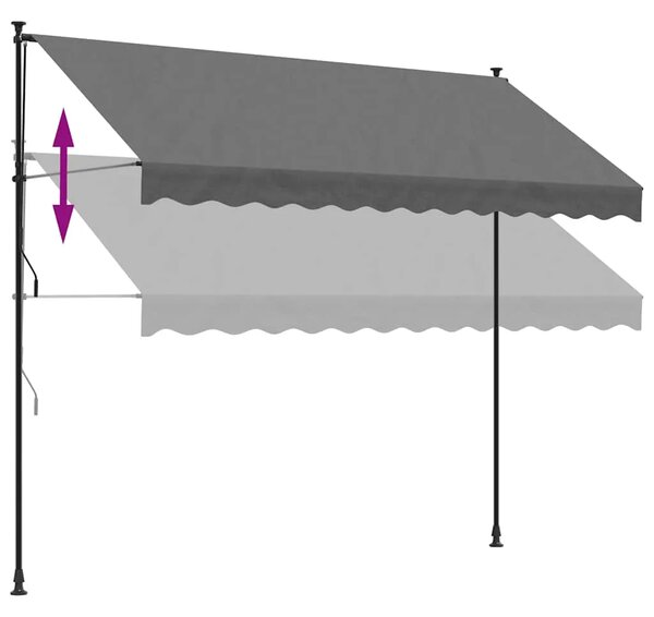 Tenda na uvlačenje antracit 300 x 150 cm od tkanine i čelika - Antracit 1 Antracitni okvir 300 cm
