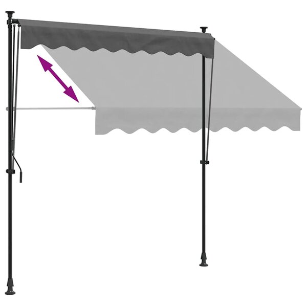 Tenda na uvlačenje antracit 200 x 150 cm od tkanine i čelika - Antracit 1 Antracitni okvir 200 cm